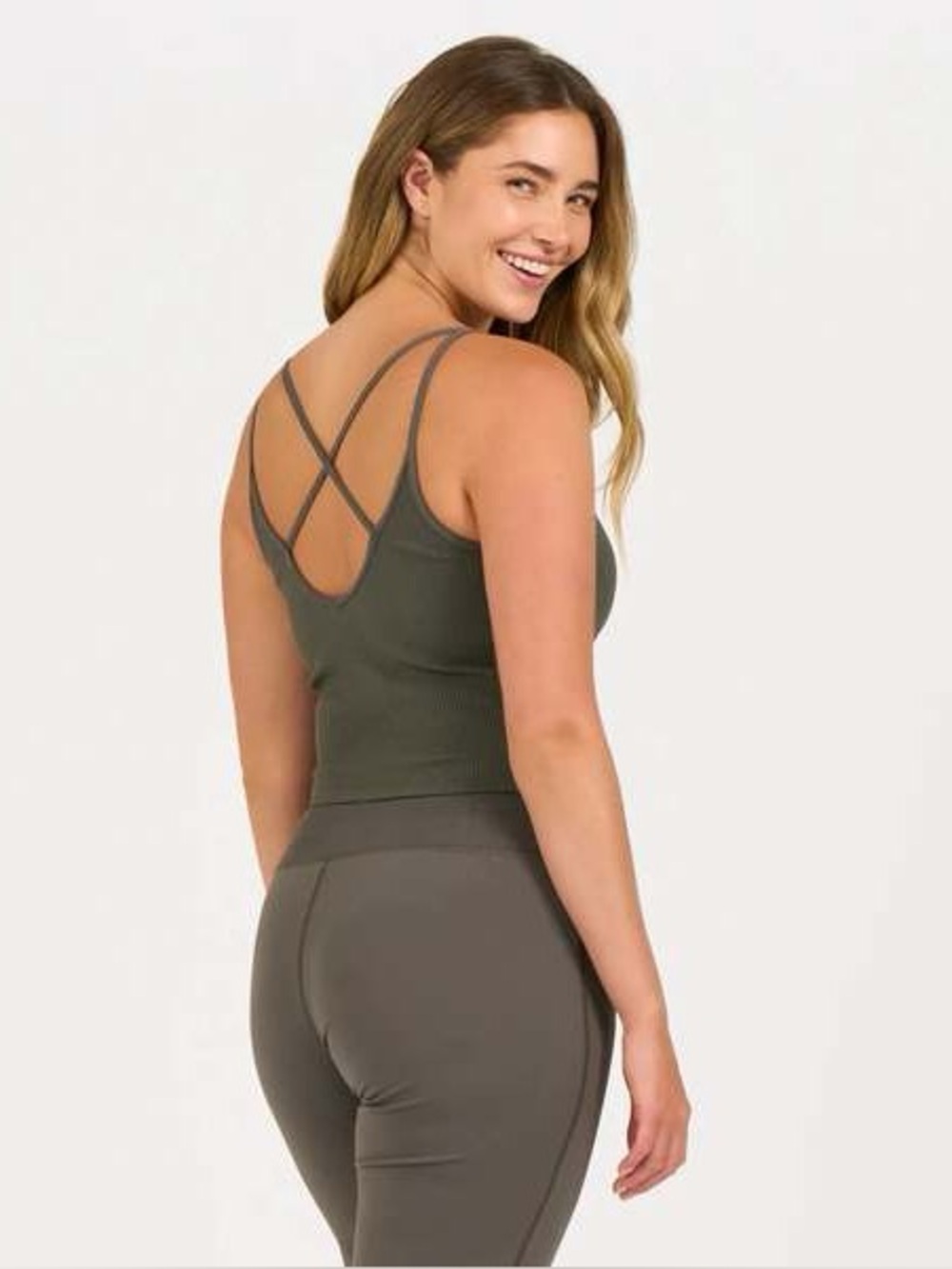 NWT Vuori Rib Crop Tank Oregano Size M